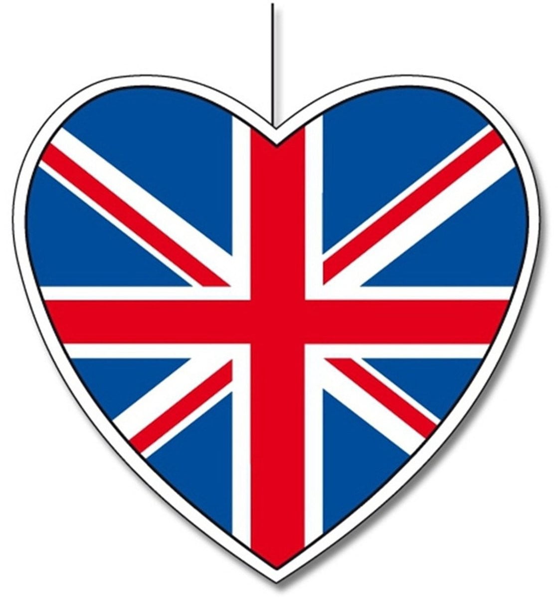 Hangdecoratie Hart Engeland 28 cm - Engelse Vlag Versiering