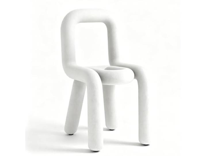 Moderner Kreativer Lounge-Stuhl, Armloser Esszimmerstuhl, Metallrahmen, Samt-Schminkhocker, geeignet for Esszimmer, Schlafzimmer, Büro(White)