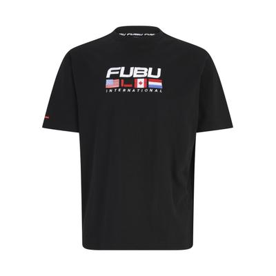 T-Shirt FUBU "Fubu FBMQ12121BLK Fubu Corporate Intnl T-Shirt", Herren, Gr. XS, schwarz, 100% Baumwolle, bedruckt, relaxed fit, Rundhals, Shirts T-Shirt