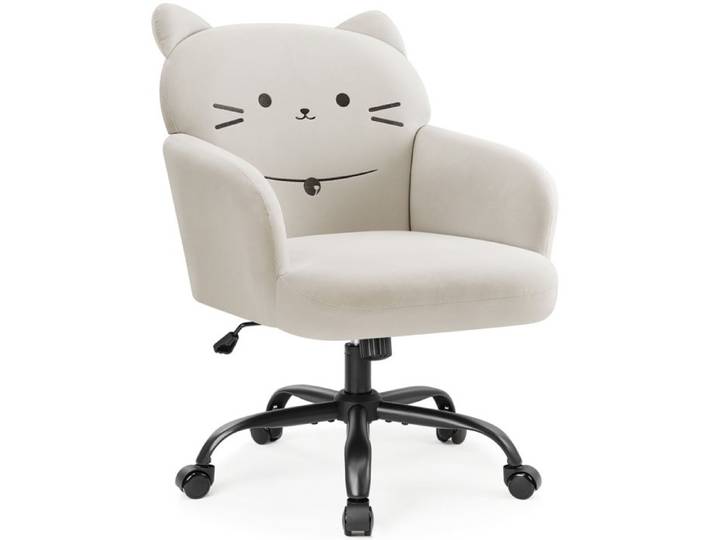 IWMH Chaise de bureau avec accoudoirs Fauteuil réglable en hauteur pour la maison le bureau la coiffeuse - Beige