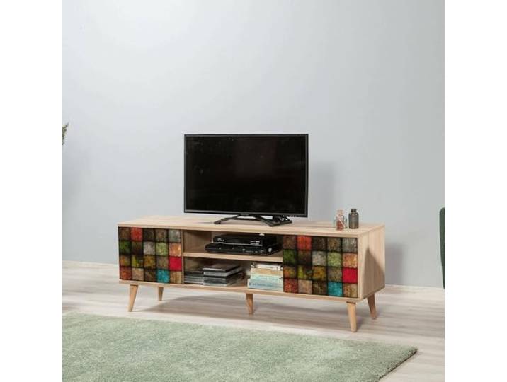 Dmora Fernsehschrank Amalthea 140x40x50 cm Braun, 2 Türen, 1 Regal