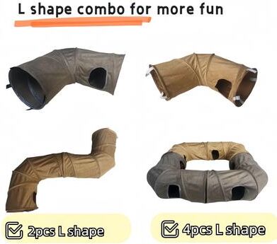 Inspired Finds CozyPlay Collapsible Cat Winter Suede Tunnel Interactive Play & Hideaway For Kittens, Puppies & Rabbits l Tunnel Grey