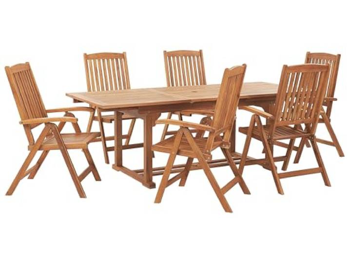 Beliani Gartenmöbel Set Akazienholz Hellbraun Tisch mit 6 Stühlen Java