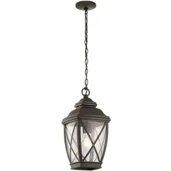 Außenleuchte Kettenlaterne Hängeleuchte ALU-Guss Glas D 19,1 cm Bronze 1x E27