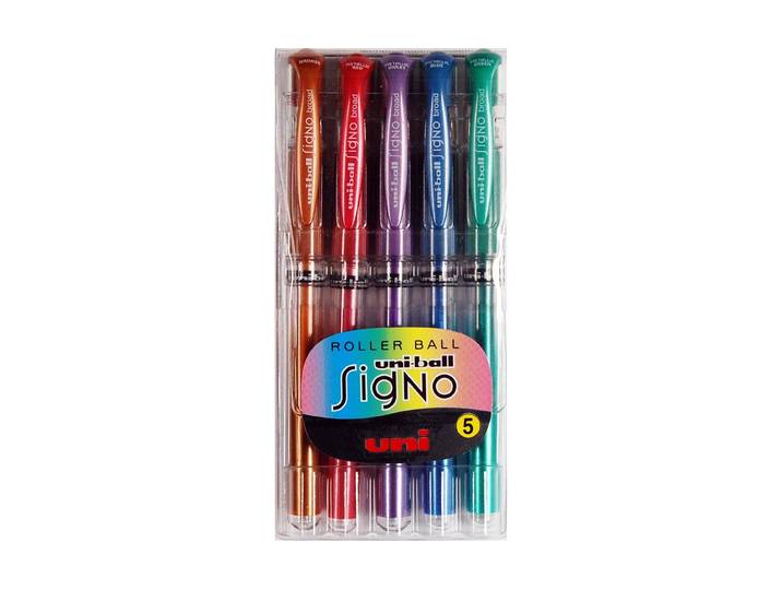 Gelschreiber Uni Signo Broad 0.65 mm, 5 Stück , bunt, Stifte, Gelschreiber