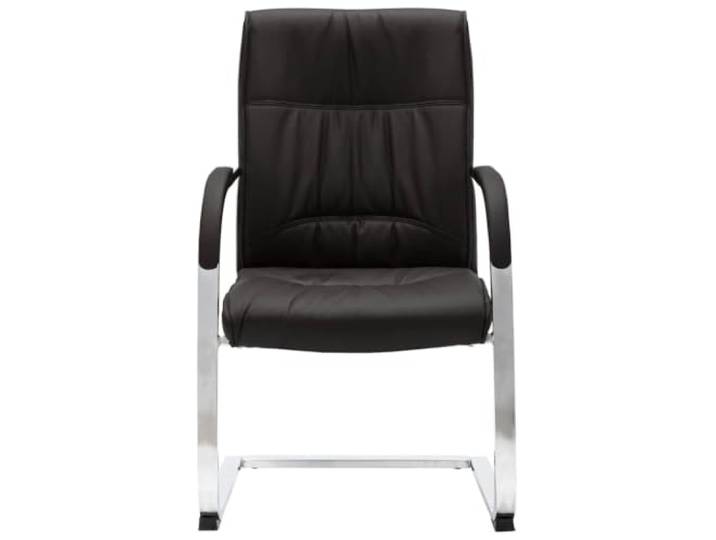 Büro-Armlehnstuhl Schwarz aus Kunstleder mit Armlehnen Verchromte Eisenbeine, ergonomische Rückenlehne, gepolsterter Sitz, modernes Design, 110 kg