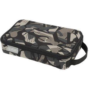 Herlitz Federmäppchen Faulenzer 2 Go Camo Grey, Schlamperetui, aus Stoff, schwarz / grau