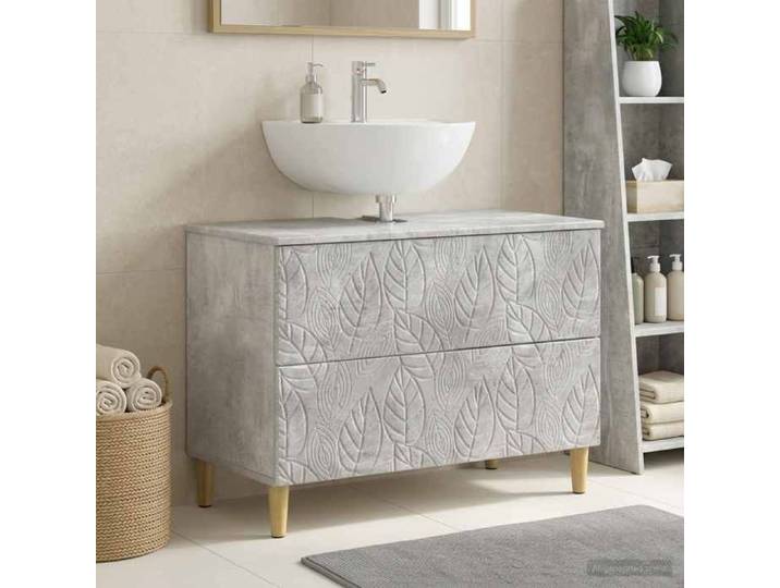 Magnifique Meuble sous Lavabo de Salle de Bain DELFT Gris béton - Résistance à l'humidité &1335