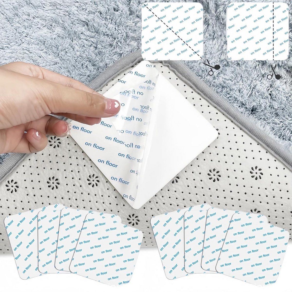 Set van 8 wasbare en herbruikbare antislipmatten voor vloerkleden