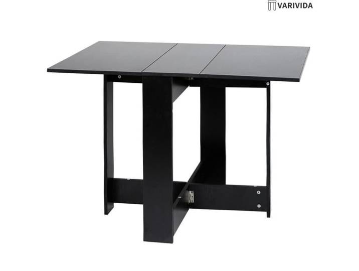 Table à manger pliante - VARIVIDA - Noir - Panneau de particules - Design contemporain - 76 cm de hauteur