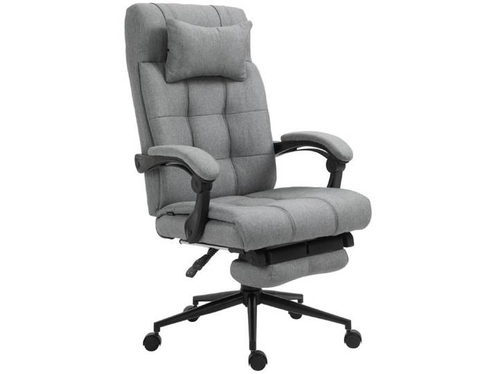 Chaise de bureau ergonomique – Avec repose-pieds et appui-tête – Pour le télétravail – Gris