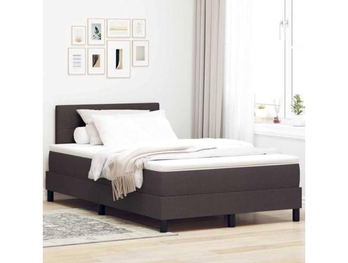 Atmungsaktiver Stoffbezug Modernes Design Dunkelbraun 120 x 200 cm Boxspringbett mit Matratze Dunkelbraun 120x200 cm Stoff Doppelbett mit verstellbarem Kopfteil und Taschenfederkern, modernes