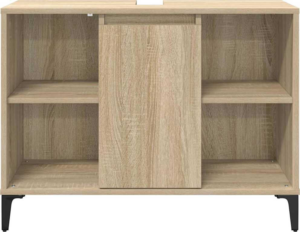 East Urban Home Iron Freestanding Under Sink Cabinet Sonoma Oak 60cm H X 80cm W X 33cm D