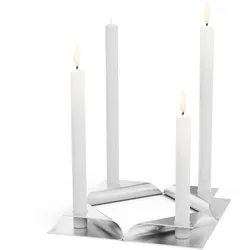 höfats Kerzenhalter-Set SQUARE CANDLE silber 4 Stück