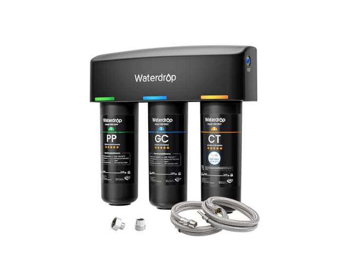 Waterdrop TSA 8-Schicht-Untertisch-Wasserfilter, NSF/ANSI 42 Zertifiziert Reduziert PFAS, PFOA/PFOS, Blei, Chlor, Schlechten Geschmack und Geruch, Verbessert den Geschmack, Keine TDS-Reduzierung