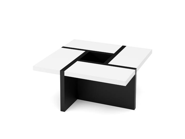 Beistelltisch ZEBRA 80 x 80 x 35 cm weiss/schwarz