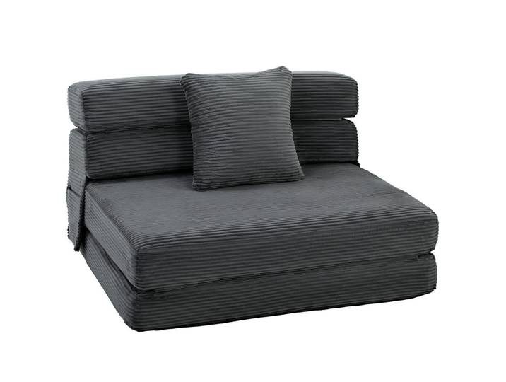 Homcom Bodenstuhl Cord Schaumstoff Dunkelgrau, Textil, Füllung: Schaumstoff,Schaumstoff,Schaumstoff, 76x62x100 cm, Wohnzimmer, Sessel