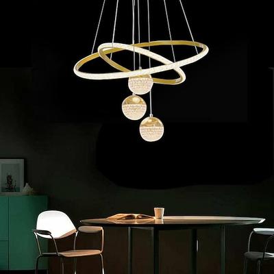 LED-Pendelleuchte, kreisförmiges Design, 3-flammig, 60 cm, dimmbar, Aluminiumschicht, stilvolle Lackierung, kunstvoll, 110–240 V
