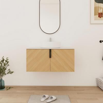 Unbranded Bathroom Vanity With Sink In 30/36 Inch, Floating Bathroom Vanity With 2 Soft Close Doors