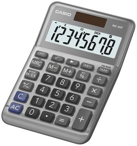 Casio MS-80F Tischrechner Grau Display (Stellen): 8 batteriebetrieben, solarbetrieben (B x H x T) 101 x 148.5 x 27.6mm