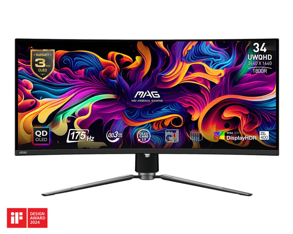 MSI MAG 341CQPDE Curved Gaming Monitor 86.82cm (34.18") 9S6-3DD04T-004