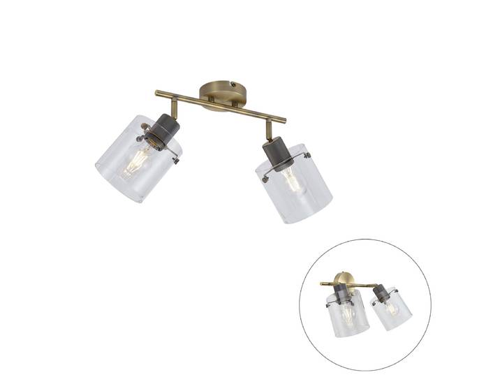 Spot de plafond design bronze avec verre transparent 2 lumières -