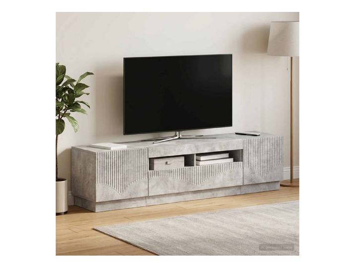 furnicato TV-Schrank TV-Schranksystem 81x35x40 cm Betongrau (1-St) LED-beleuchtetes Lowboard mit reversiblen Türen für dein Wohnzimmer