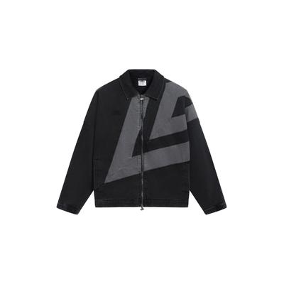 Outdoorjacke UMBRO "Umbro WASHED DRILL JACKET", Herren, Gr. L, schwarz-weiß (schwarz), 100% Baumwolle, mehrfarbig, normal, amerikanischer Ausschnitt, Jacken Outdoorjacke