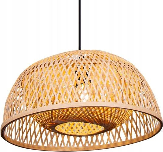 Ledmoon Boho Hanglamp van Bamboe, Riet en Hout voor aan het Plafond