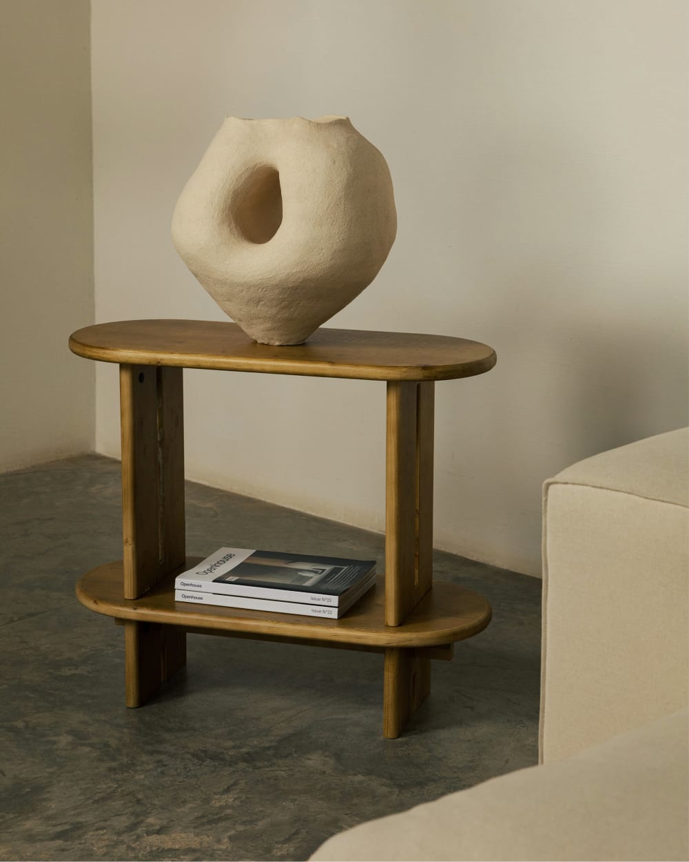Hannun Table d appoint sapin naturel 70 cm Marron 70x61x30cm