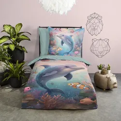 Traumschlaf Bettwäsche Delfin multi 135x200 cm + 80x80 cm - bunt