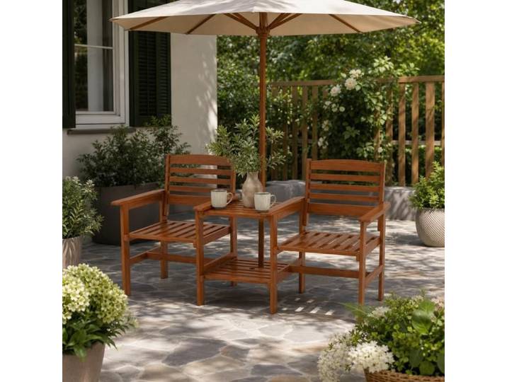 Set conversation bois - PAGE Living - 2 places table trou parasol