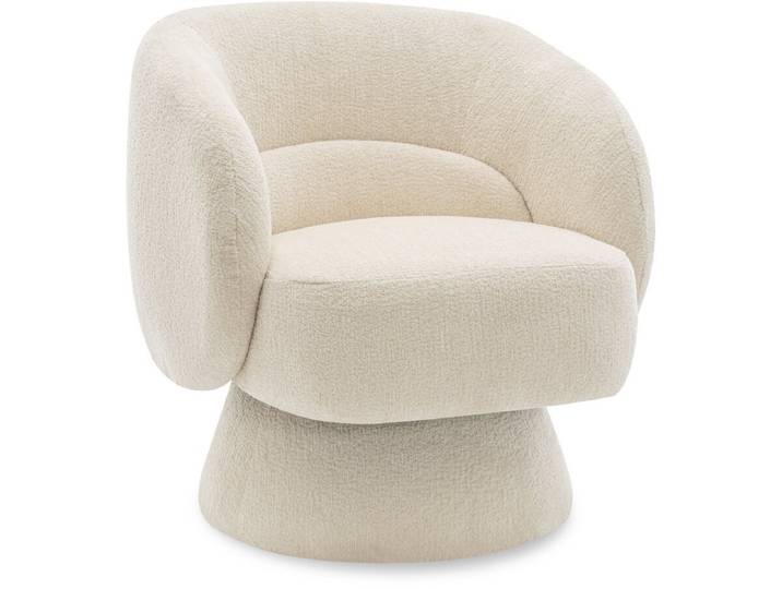 Fauteuil pivotant en tissu bouclette Franklin - 74 x 75 x 75 cm - Beige