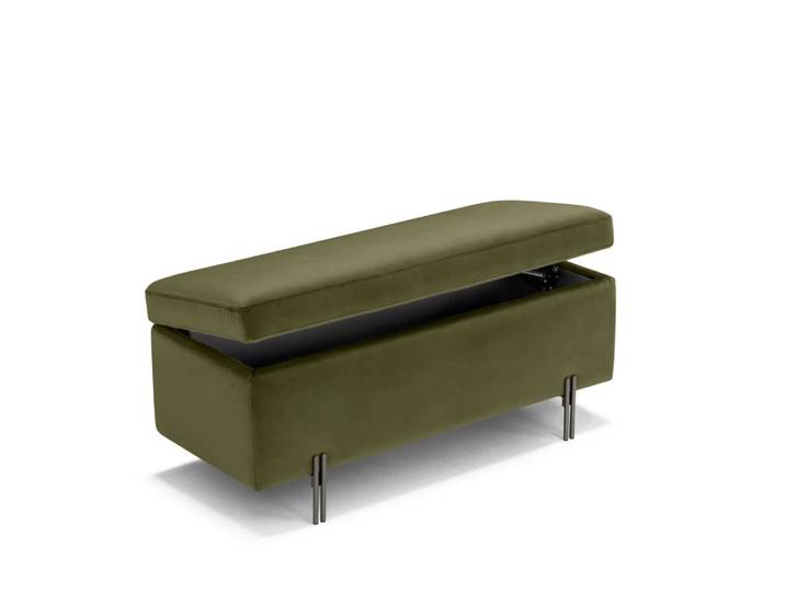 Banc conteneur fabriqué en Italie en velours vert 110x45 cm
