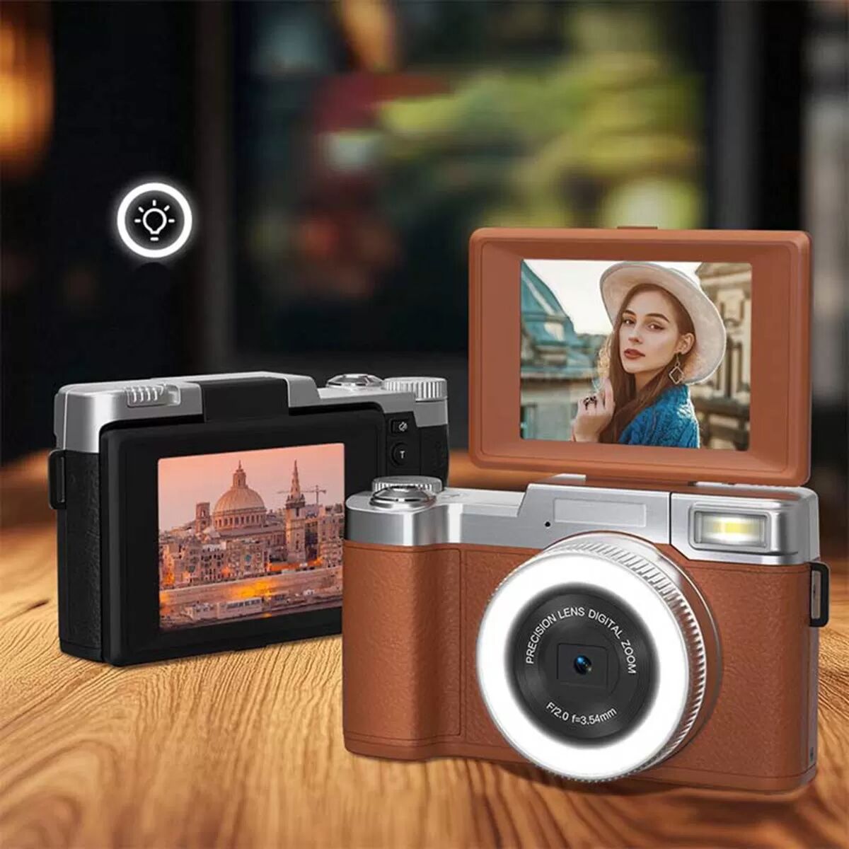 INF Schwarze 4K Digitalkamera mit Klappbildschirm, CCD-Sensor und elektronischer Bildstabilisierung