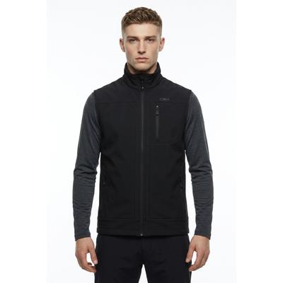 Softshellweste CMP "MAN VEST", Herren, Gr. 56, schwarz (nero), Web, Obermaterial: 96% Polyester, 4% Elasthan, unifarben, figurumspielend hüftlang, Westen, mit Brusttasche, atmungsaktiv, wärmeisolierend, winddicht, wasserdicht