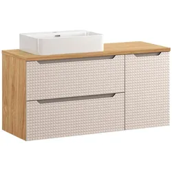 WASCHTISCH 120cm Mallory Beige und Holz