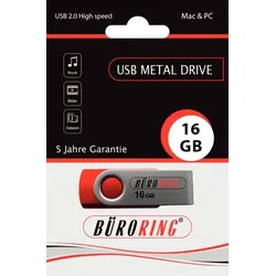 Speicherstick, USB 2.0 mit drehbarer Metall-Abdeckung, Kapazität: 16 GB
