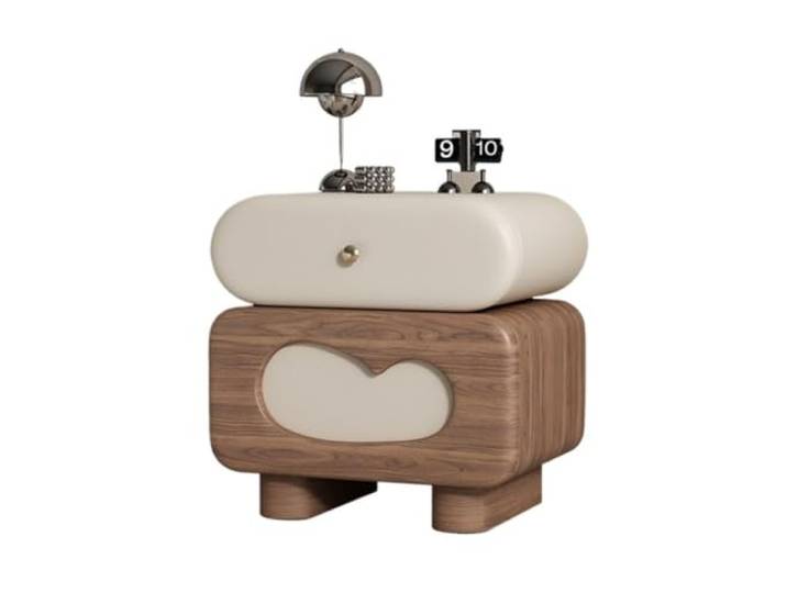 Huangj-0527 Nachttisch mit Schublade Massivholz-Nachttisch, moderner Schlafzimmer-Randschrank(Mittel)