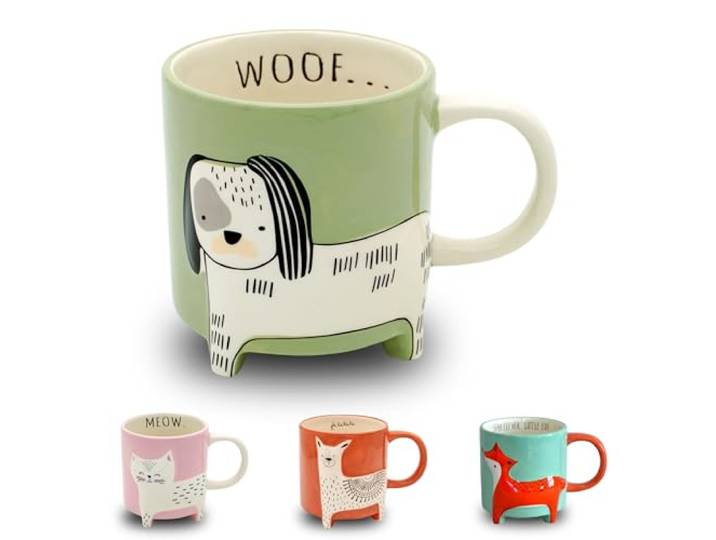 Winkee - Schattige dierenmok hond De schattige koffiemok & theebeker in groot XXL mok ca. 450 ml Leuke koffiemok Cadeau voor verjaardag, eerste schooldag, Kerstmis, Valentijnsdag
