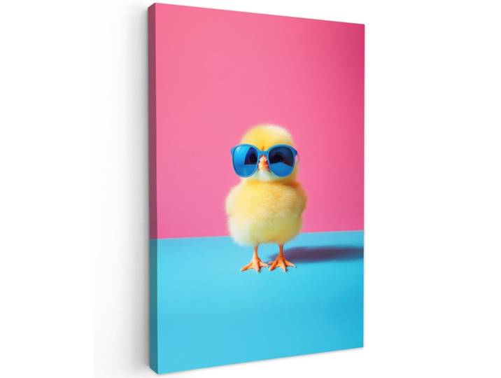 LEINWANDBILD Chick - Sonnenbrille - Blau Wanddeko 40x60 cm