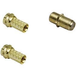 BKL Electronic 0403532 F-Verbinder-Set vergoldet Anschlüsse: F-Stecker, F-Buchse, F-Buchse, F-Stecker Kabel-Durchmesser: 7 mm 1 Set