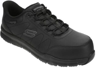 Skechers Work Nampa-Noren (Men's) in Black, Size 12 M, Leather/Memory Foam/Rubber