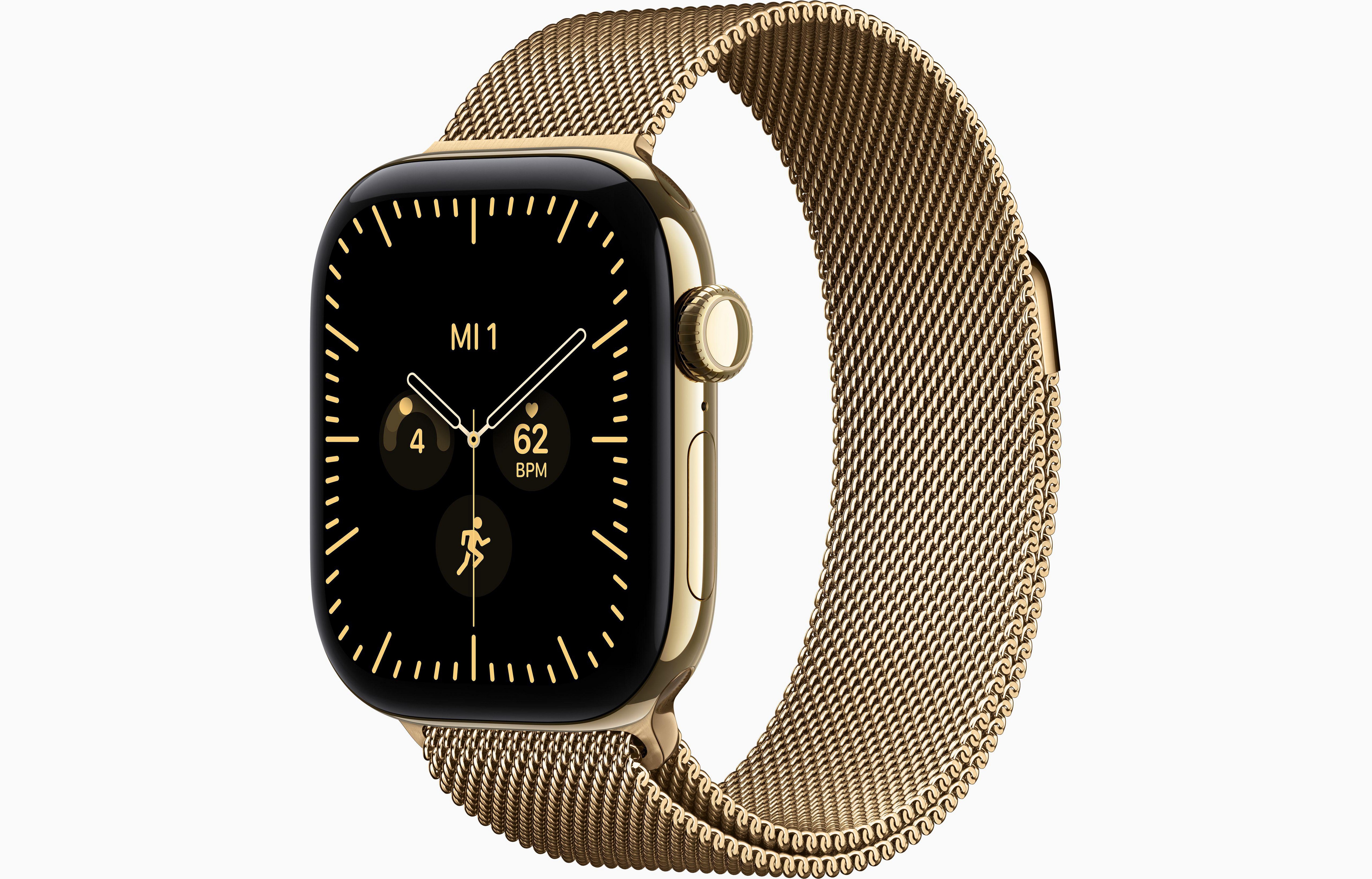 Apple Watch Series 12 GPS + Cellular 42mm Radiant Gold Titanium Case with Radiant Gold Milanese Loop MJGL4ZR/A