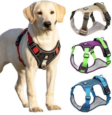Uplift Treasures Reflective Tactical Dog Harness Waterproof 1680D Oxford Vest For Medium & Large Dogs khaki s