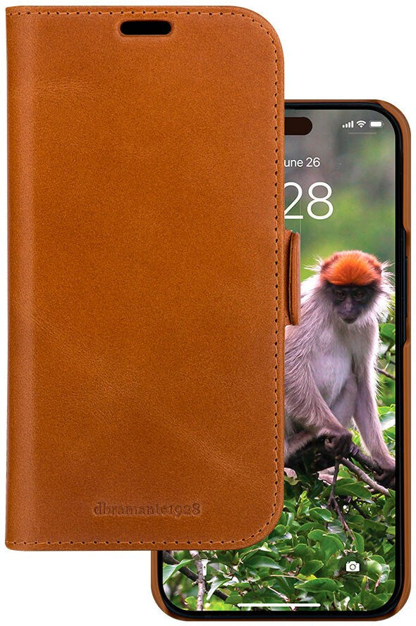 iPhone 15 Pro dbramante1928 Lynge Ægte Læder Magnet Flip Cover - Tan