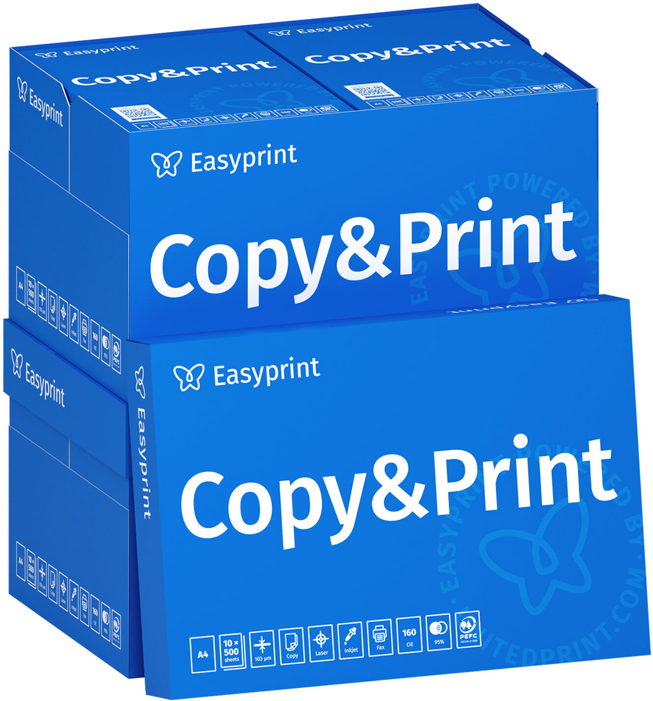 Easyprint Druckerpapier Kopierpapier 10000 Blatt 20 x 500 A4 Premium Hochweiß CIE 160 Testsieger PEFC zertifiziert