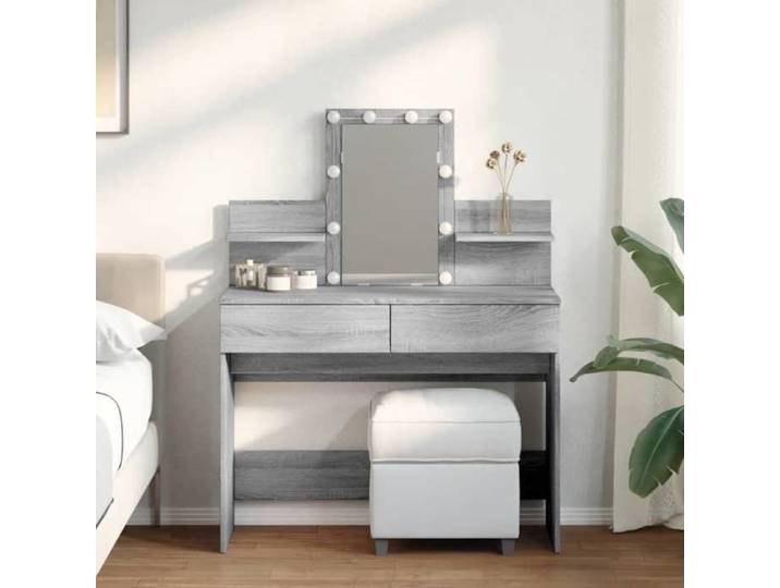 FAF-NEUF* Armoire de cosmétique Coiffeuse avec LED - Sonoma gris - 100x40x130 cm JUIN22177123