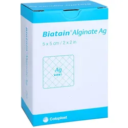 Biatain Alginate Ag Kompressen 5x5 cm mit Silber