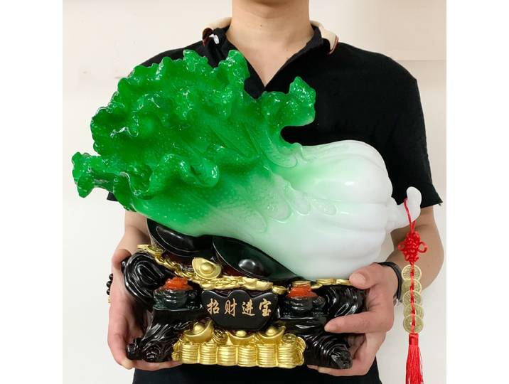 Grandes décorations de chou en résine de jade Feng Shui chinoises, décoration de luxe pour la maison, cadeau d'ouverture, artisanat, décoration intérieure